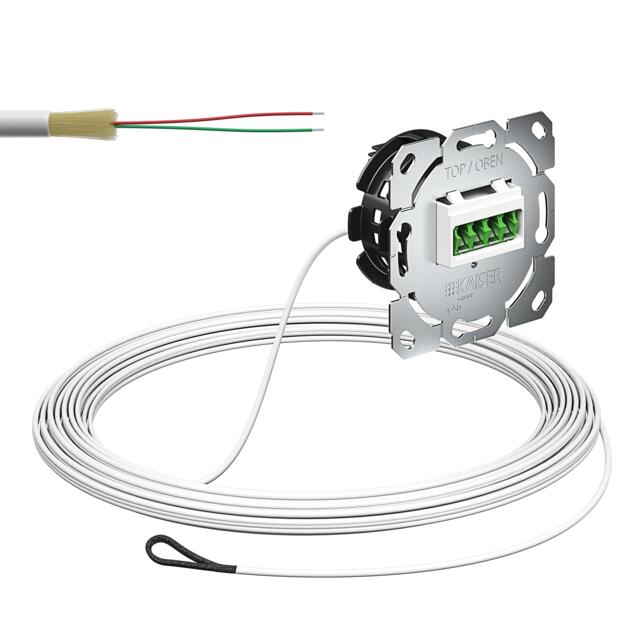 Optical termination outlet (OTO), ready to splice with pre-assembled cable, 2x fibres, 10 m