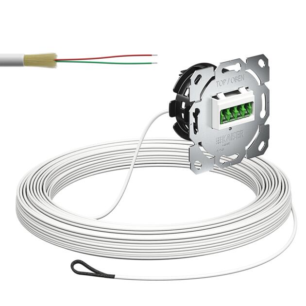 Optical termination outlet (OTO), ready to splice with pre-assembled cable, 2x fibres, 25 m