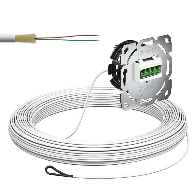 Preview: Optical termination outlet (OTO), ready to splice with pre-assembled cable, 2x fibres, 30 m