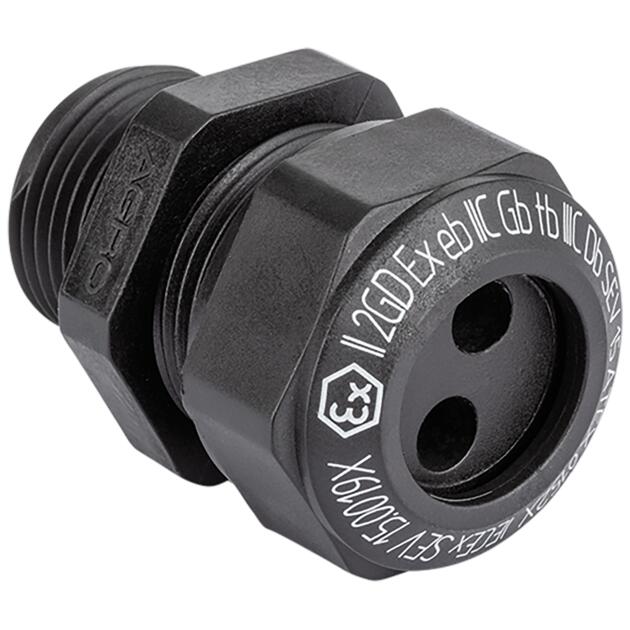 AGRO synthetic cable glands Progress® GFK for increased safety Ex e II with sealing insert for multiple cables